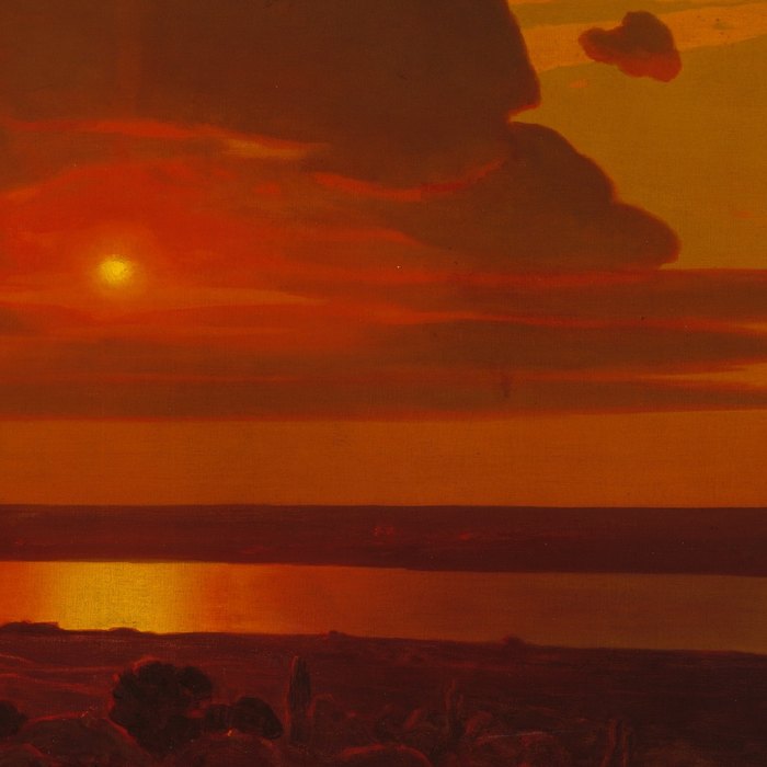 Detail of the sun over the Dnieper in Arkhyp Kuindzhi's Red Sunset, 1905-08, oil on canvas