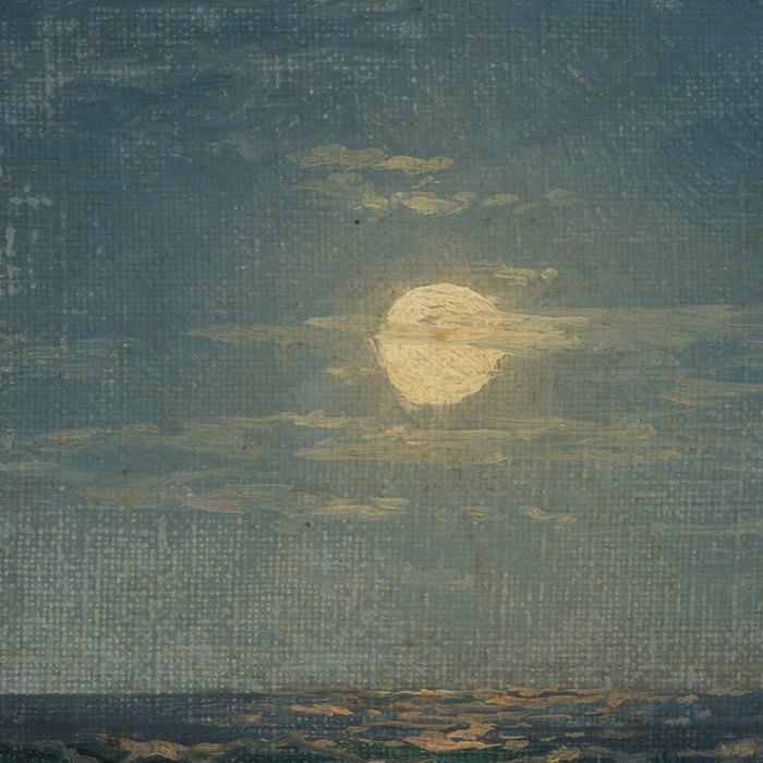 Detail of the moon over water in Ivan Aivazovsky's Ship by Moonlight, oil on canvas
