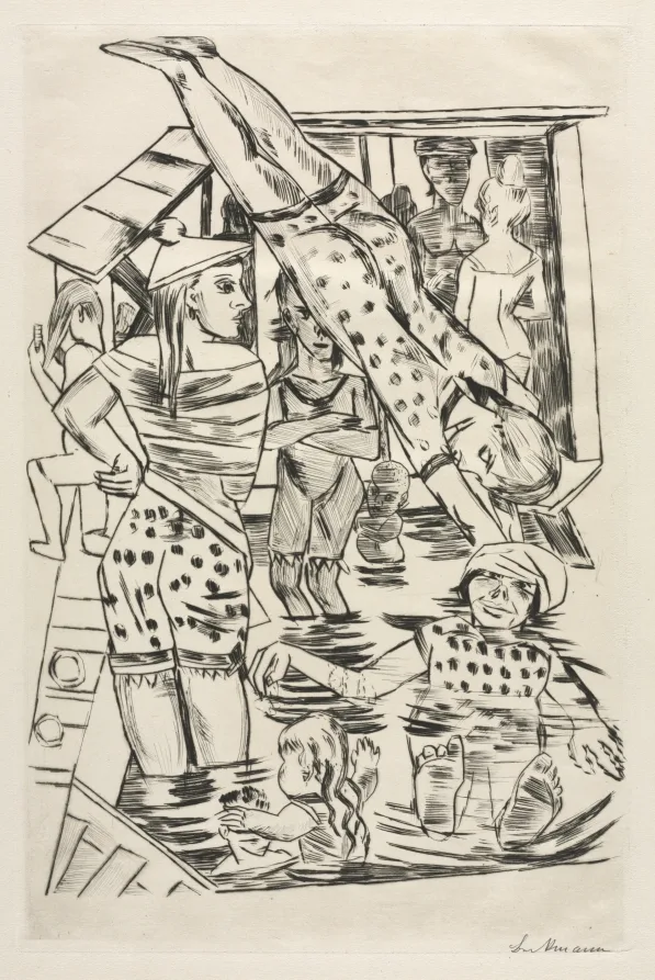 Max Beckmann, Women's Bath, 1922, drypoint. Cleveland Museum of Art. Printmaking runs on the same logic as bronze casting: an edition, with the state and the impression number carrying the value.