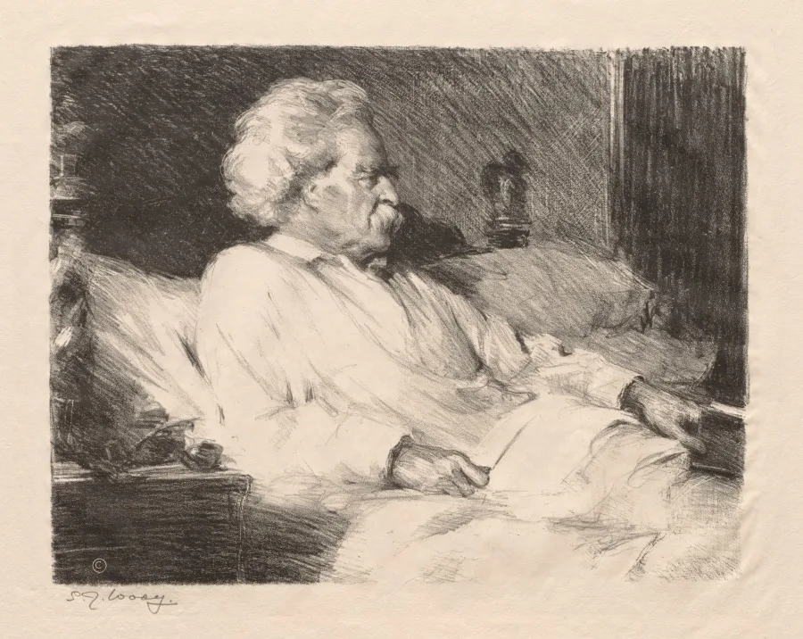 Samuel Johnson Woolf, Mark Twain, circa 1919–1920, lithograph, Cleveland Museum of Art
