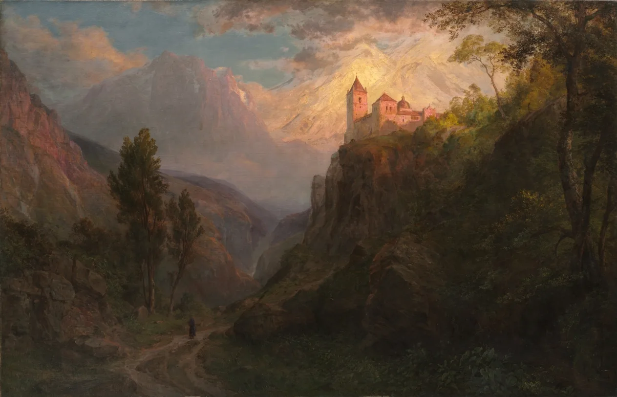 Frederic Edwin Church, The Monastery of San Pedro (Our Lady of the Snows), 1879, oil on canvas. Cleveland Museum of Art. Church had built a career on showing single large canvases as ticketed events, the same instinct Rodin followed in 1900.
