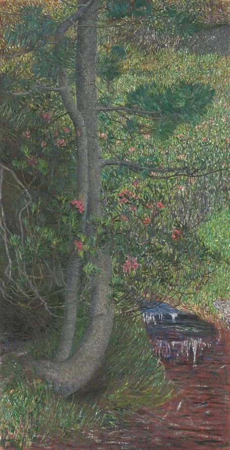 Giovanni Segantini, Pine Tree, around 1897, oil on canvas. Cleveland Museum of Art. Segantini was one of the international names Vienna audiences knew well in the years the Secession was forming.