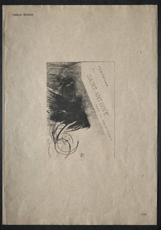 Odilon Redon, Cover, 1888, lithograph. Cleveland Museum of Art. Redon built a following through print portfolios sold in small editions rather than through the salon system.