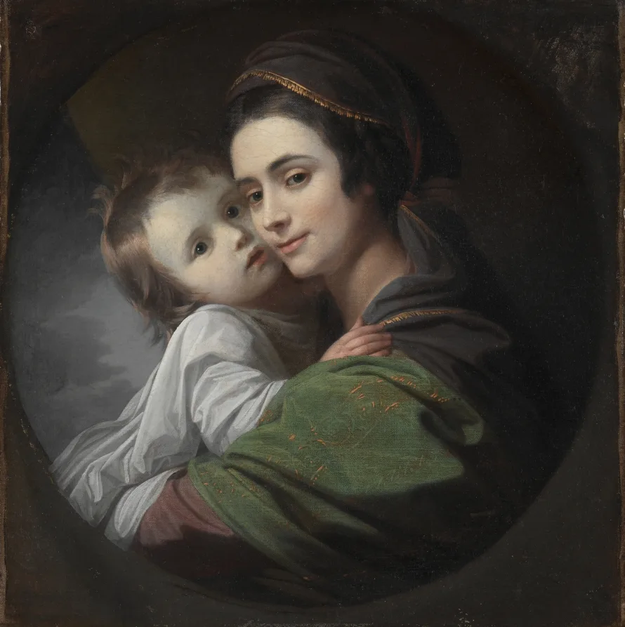 Benjamin West, Elizabeth Shewell West and Her Son, Raphael, around 1770, oil on canvas. Cleveland Museum of Art. West was the other pillar of the early Royal Academy and became its second president after Reynolds died.